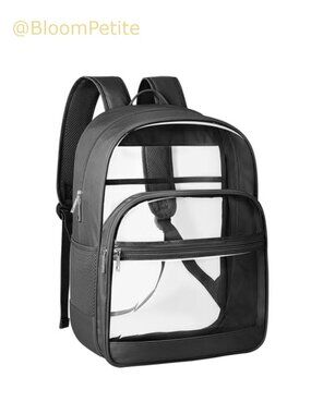 Clear Backpack Heavy Duty Transparent Bookbag Oxford Fabric PVC Reinforced Strap